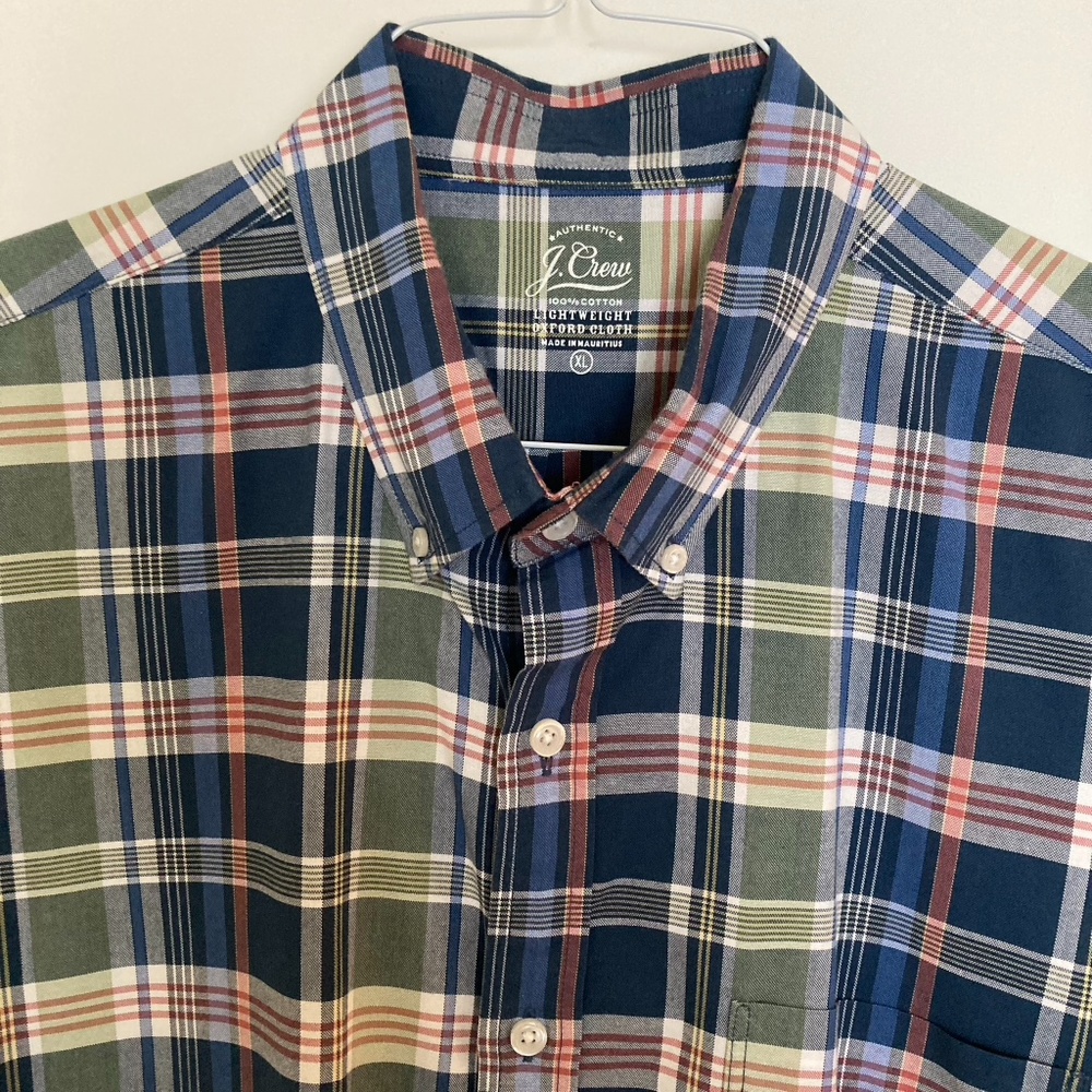 J. Crew Short Sleeve Button Down Shirt plaid XL